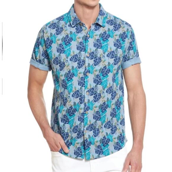 WEATHERPROOF VINTAGE Mens Blue Short Sleeve Button Down Shirt XL - Picture 1 of 7